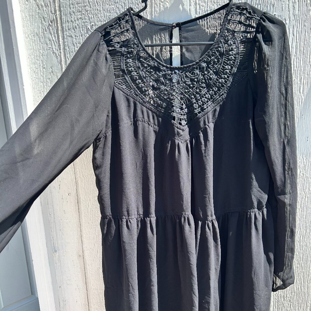Express Sheer Sleeves Black Dress
